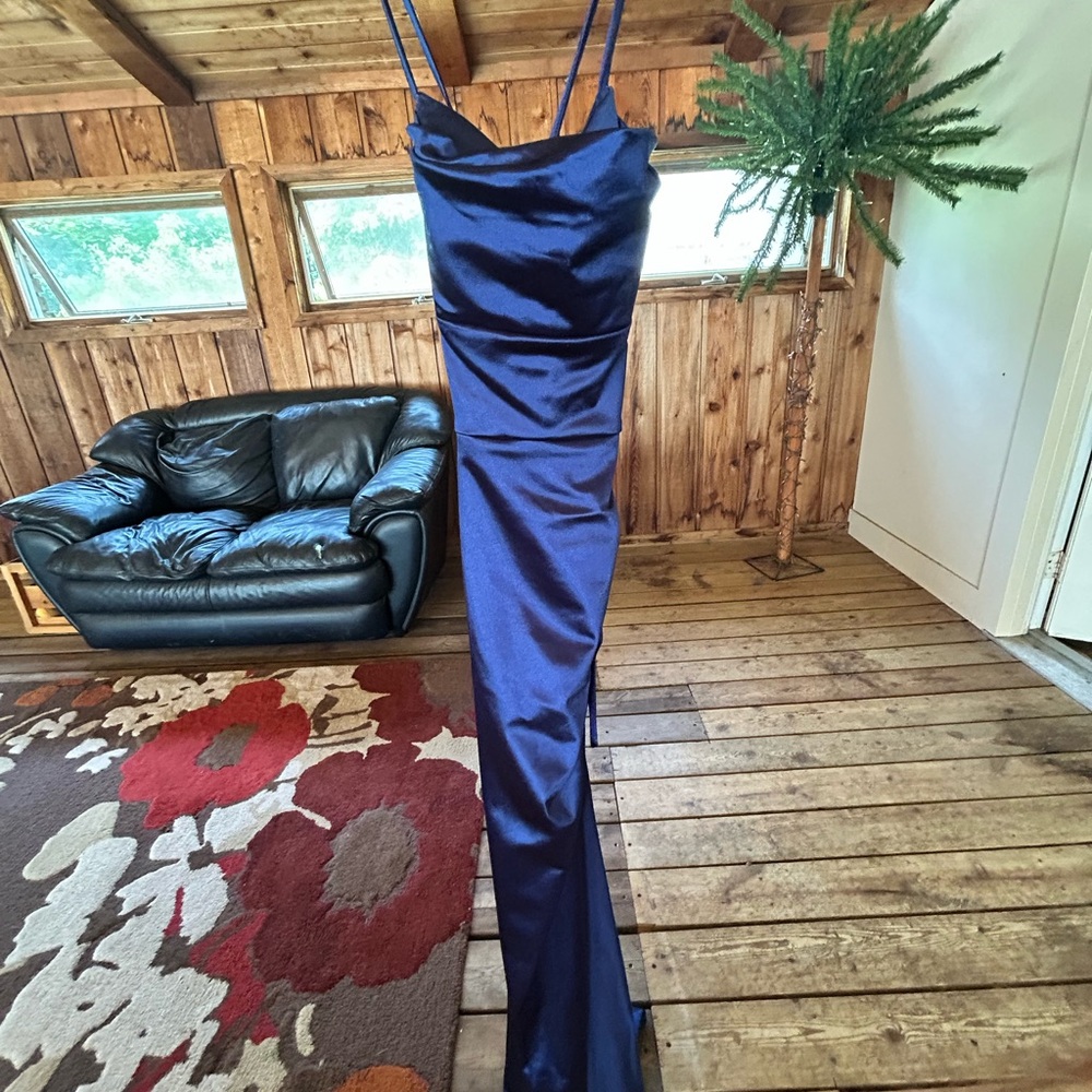 Windsor Midnight Blue Satin Maxi Dress
